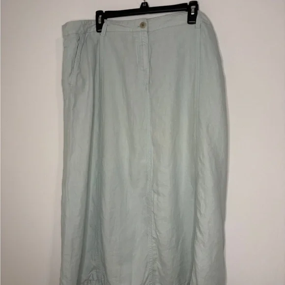 Talbot Maxi Skirt 100% Linen A-Line Sz 18 Seafoam Green Lagenlook Coastal Resort - Picture 10 of 10